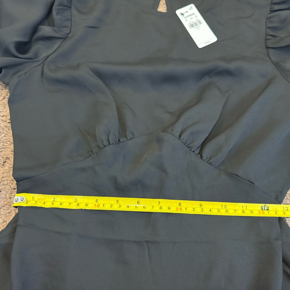 Express Black Fit Flare Puff Sleeve Dress A Line Mini Size S M L NEW $78 - Picture 16 of 16